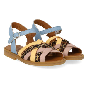 Angulus - Geflochtene Sandale mit Leopardenmuster | Hellblau