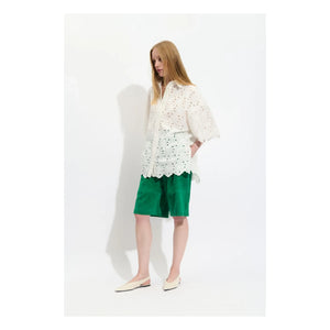 BELLEPIECE - Pio Baumwolle Bestickte Bluse | Weiß