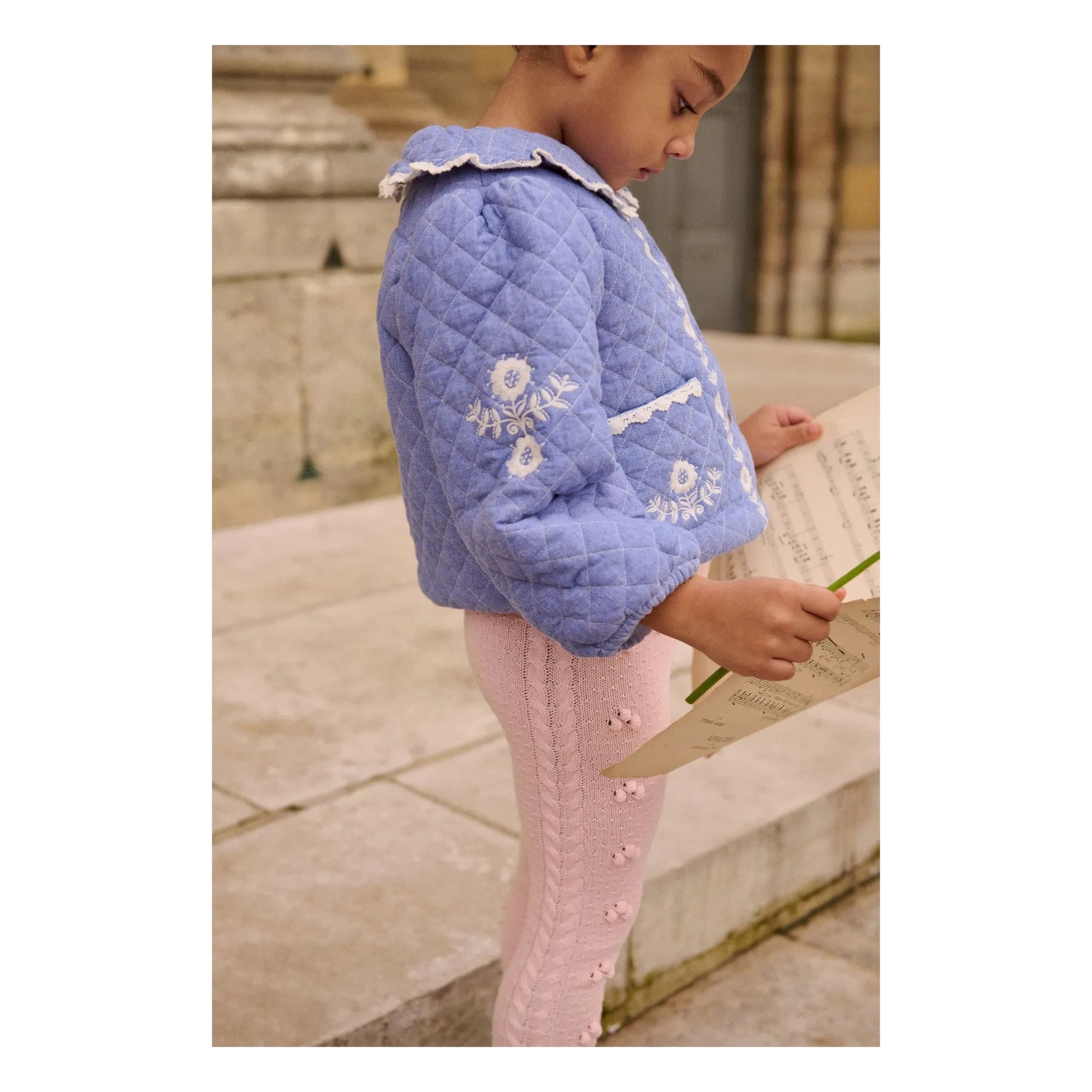 Louise Misha - Jouliana Chambray-Mantel aus Bio-Baumwolle | Blau