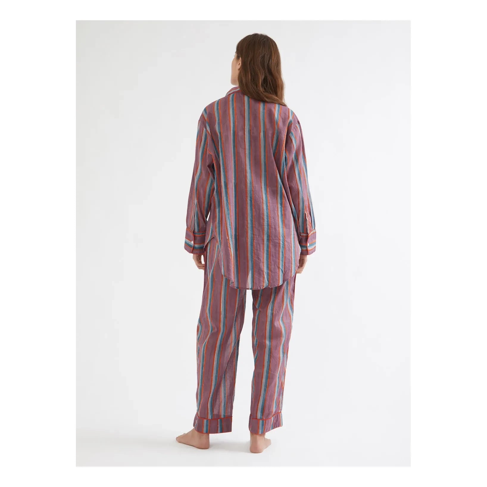 Folkloore - Çizgili Pijama - Kadın Koleksiyonu | Bordo