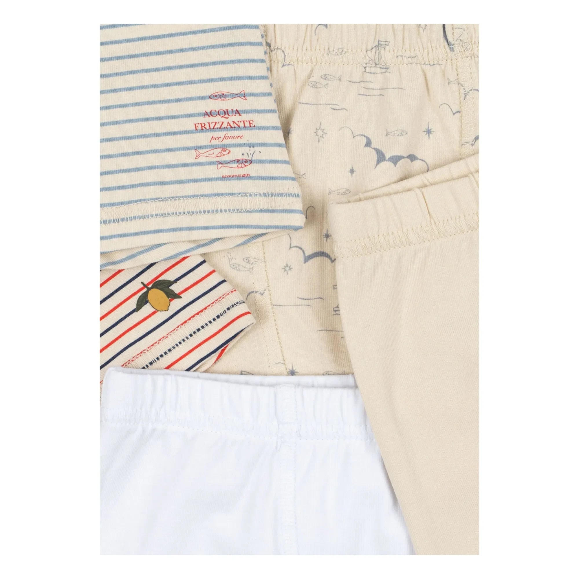 Konges Sløjd - 5er Pack Gestreifte Boxer Slips aus Bio-Baumwolle | Beige