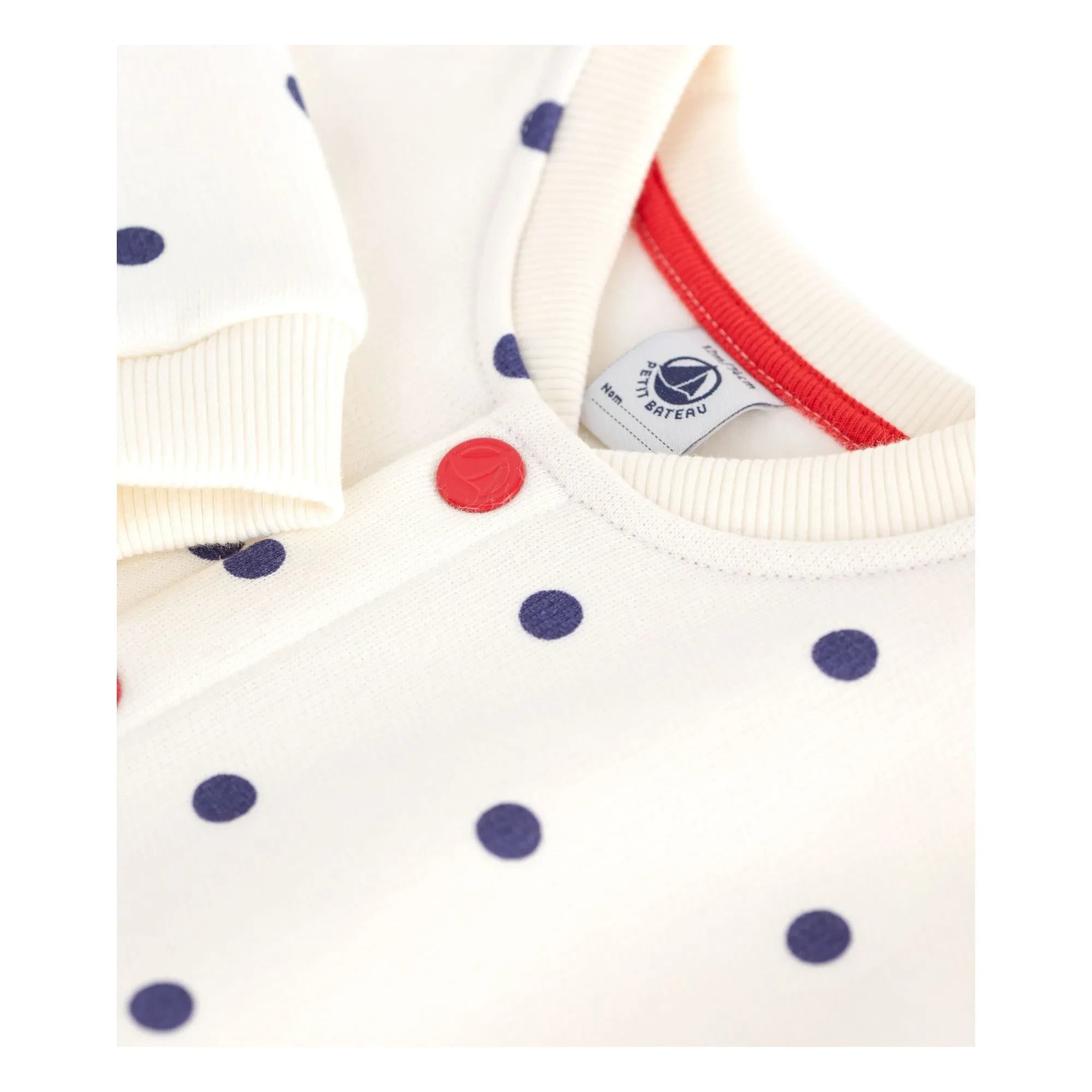 Petit Bateau - Molton Jacke mit Punkten | Ecru