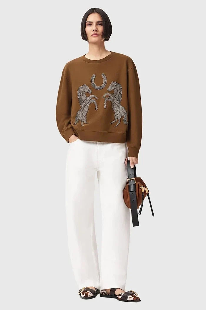 Pamuklu sweatshirt AllSaints LUCK