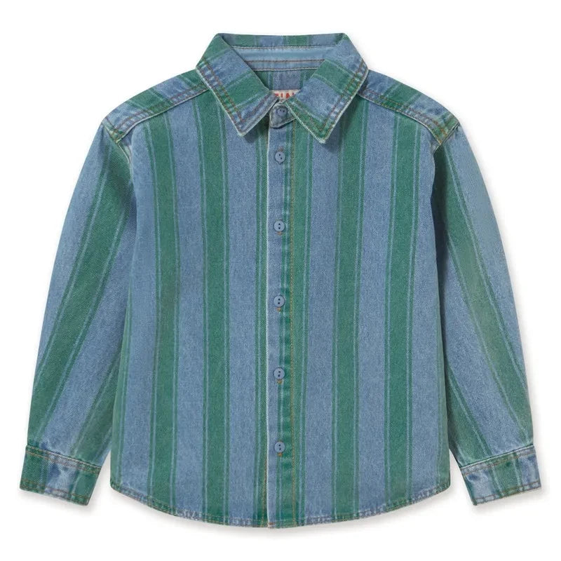Tinycottons – Gestreiftes Jeanshemd | Blau
