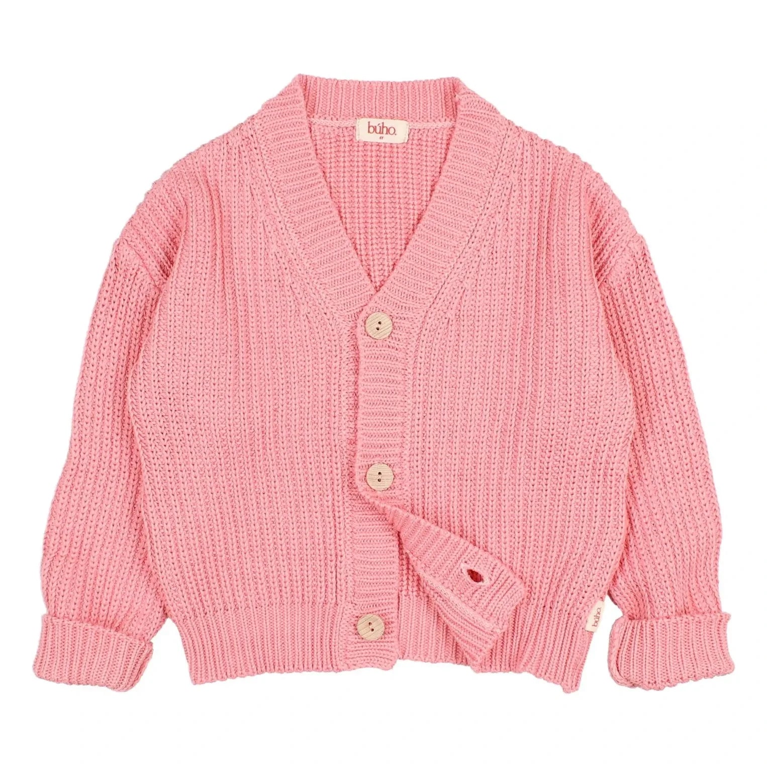 Búho - V-Ausschnitt Strickjacke aus Bio-Baumwolle | Zuckerrosa