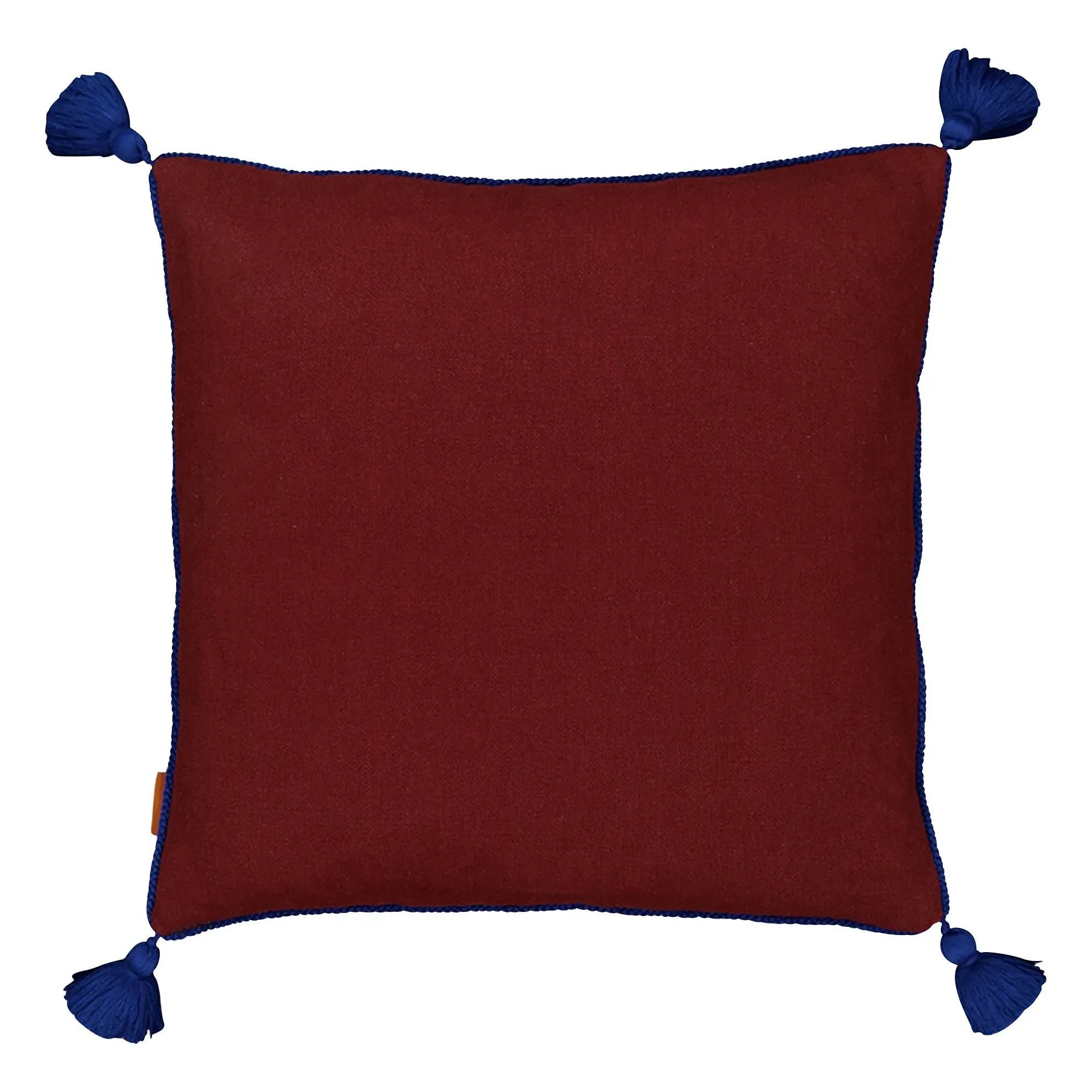 House of Capricorn – Viana Pompon besticktes Leinenkissen | Bordeaux