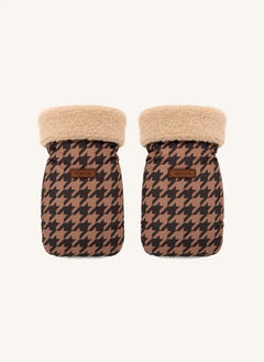 Töastie - Recycelte Fleece Hahnentritt Babywagenhandschuhe | Braun