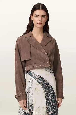 AllSaints süet kadın biker ceketi OPHELIA