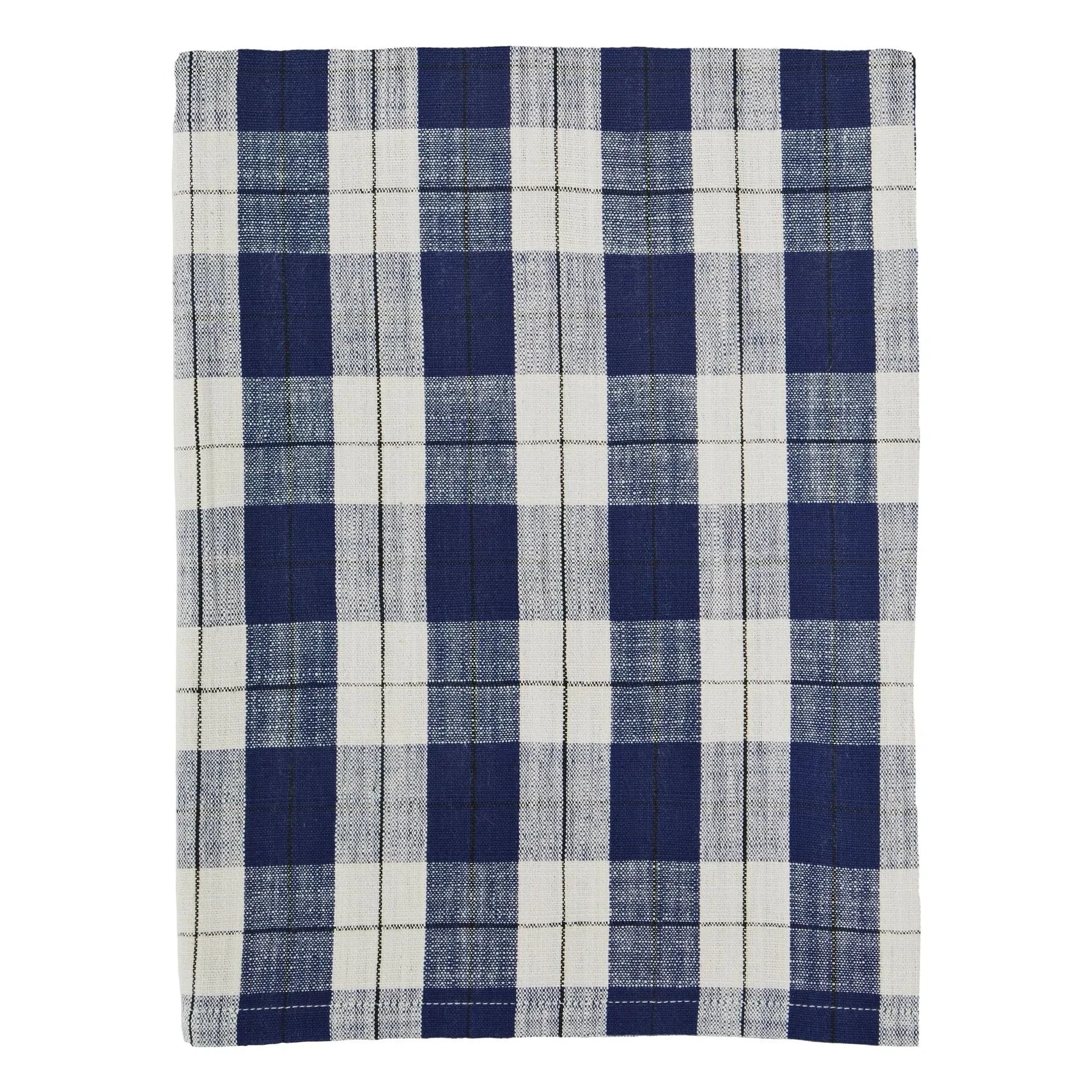 Madam Stoltz – Tischdecke aus Baumwoll-Karo | Blau