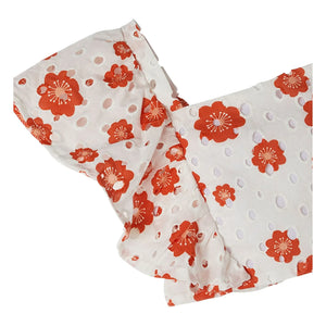 Fabula - Bluse mit gerüschten Ärmeln und englischer Blumenstickerei | Weiß