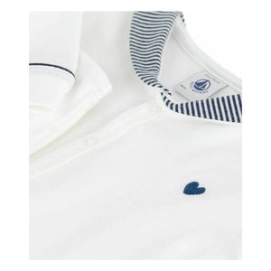Petit Bateau - Gestreifter Kragen Schlafanzug aus Bio-Baumwolle | Weiß
