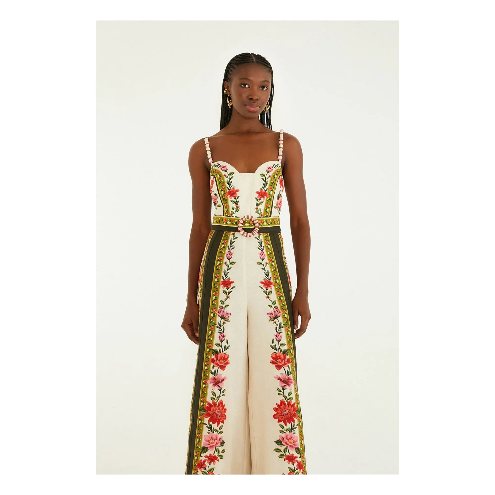 Farm Rio - Wonder Rio Leinen Jumpsuit | Ecru