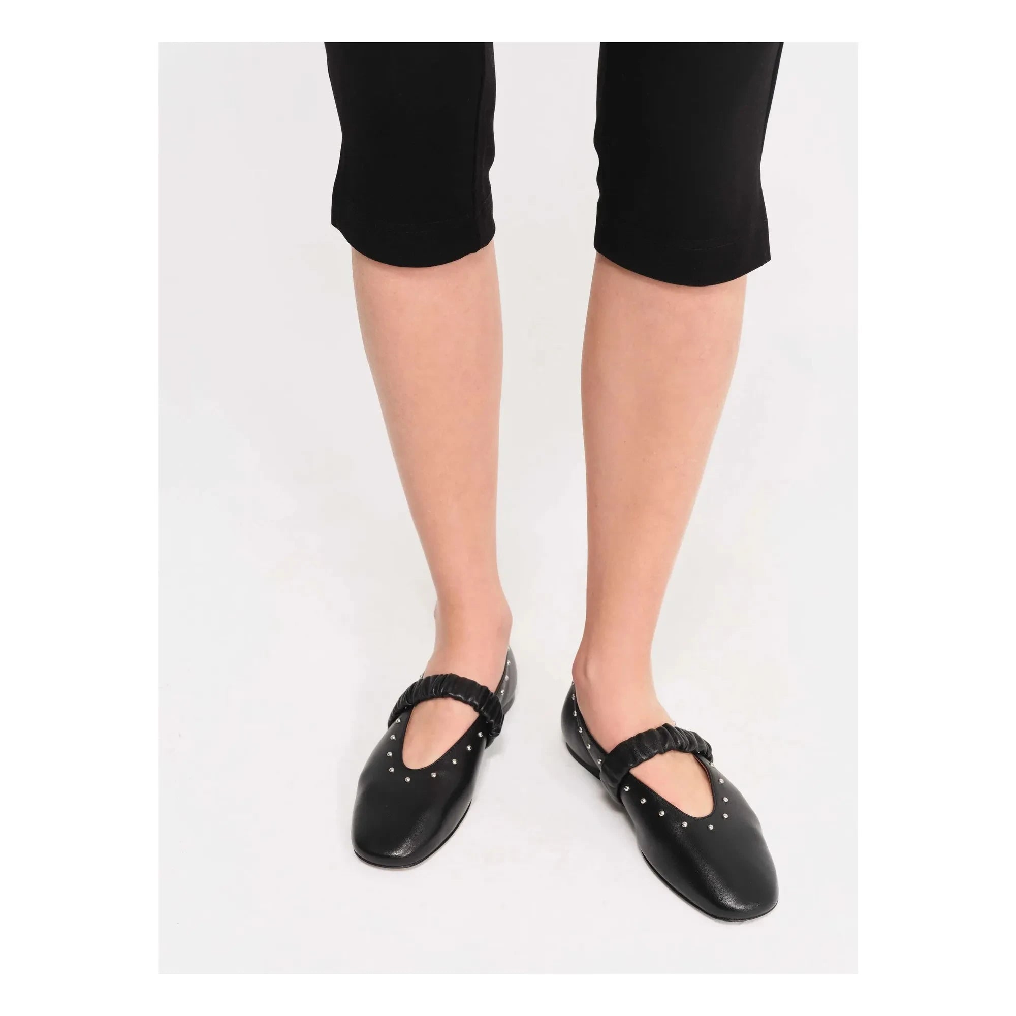 Socque Paris - June Leder Ballerinas | Schwarz