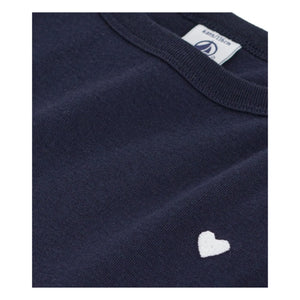 Petit Bateau - Organik Pamuk Kalp Elbise | Lacivert