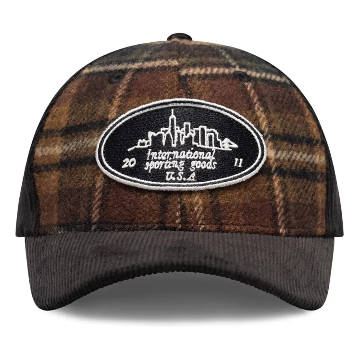 Les Deux - Skyline Patch Check Wollkari Kappe | Braun
