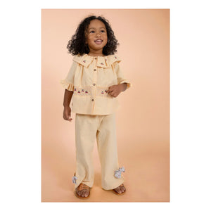 Loir - Bluse Hortense Vichy Kirschen Bio-Baumwolle | Gelb