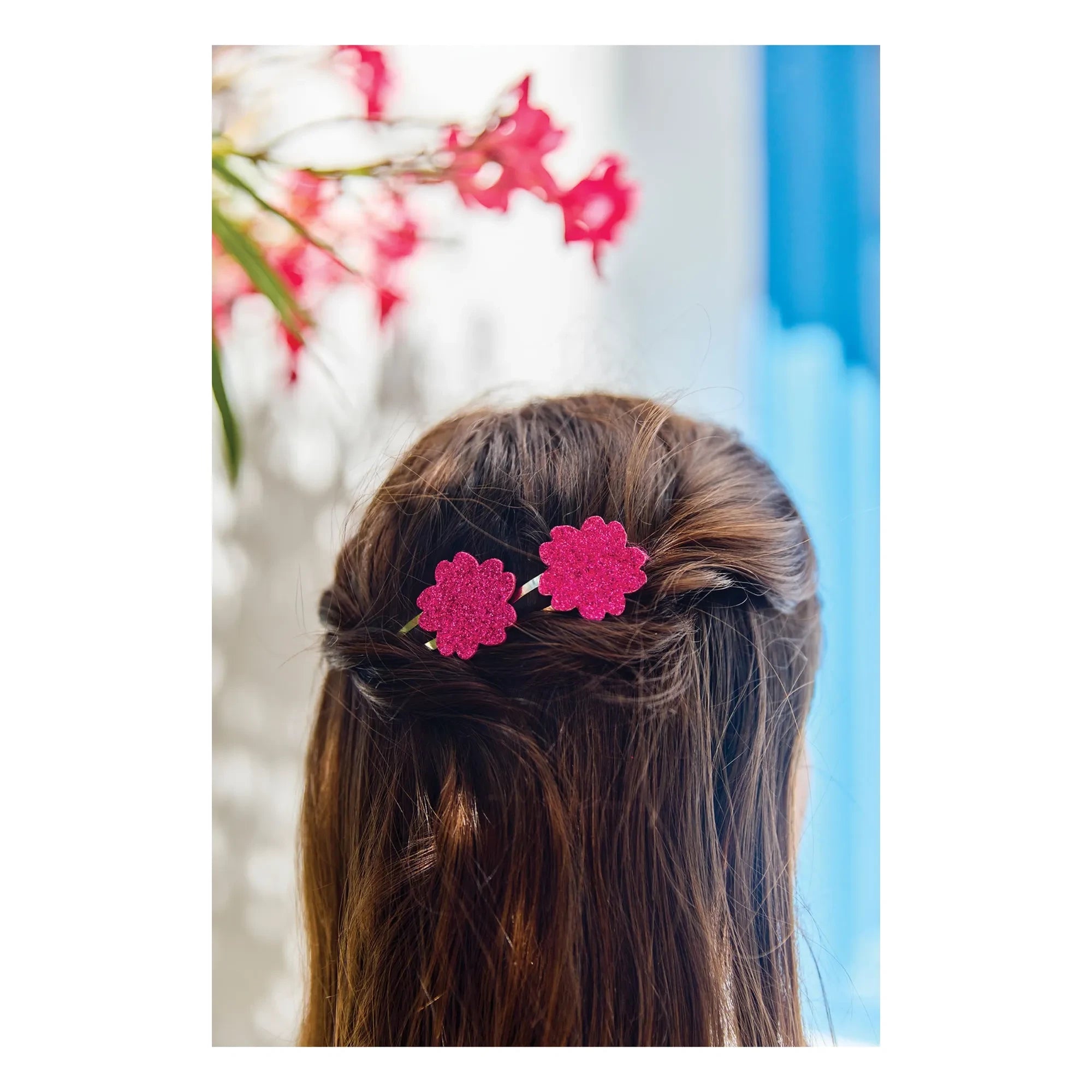Tartine et Chocolat - 2er Set Hibiskus-Glitzer-Haarspangen | Rosa