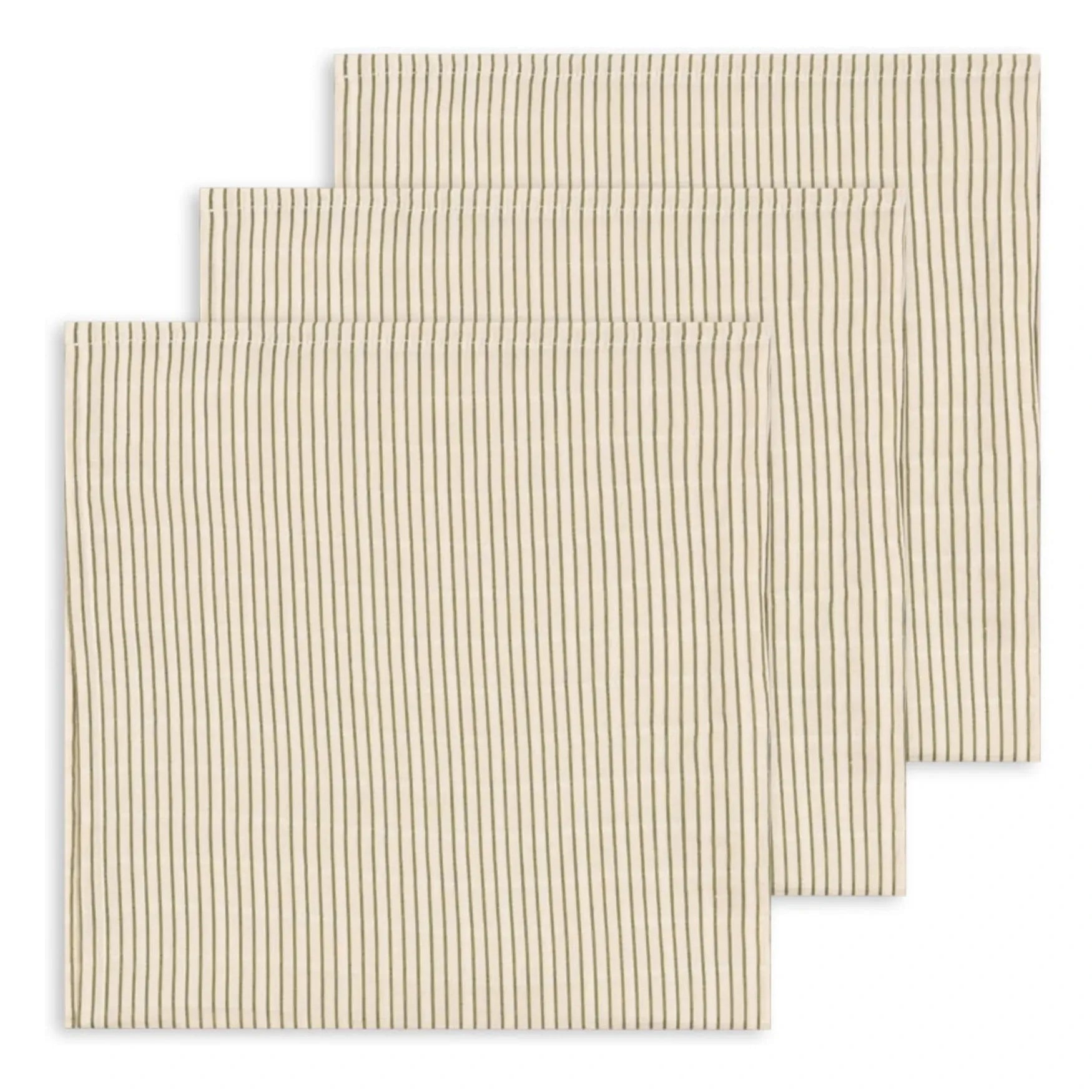Konges Sløjd - Tea Stripe organik pamuklu bezler - 3'lü set | Bej