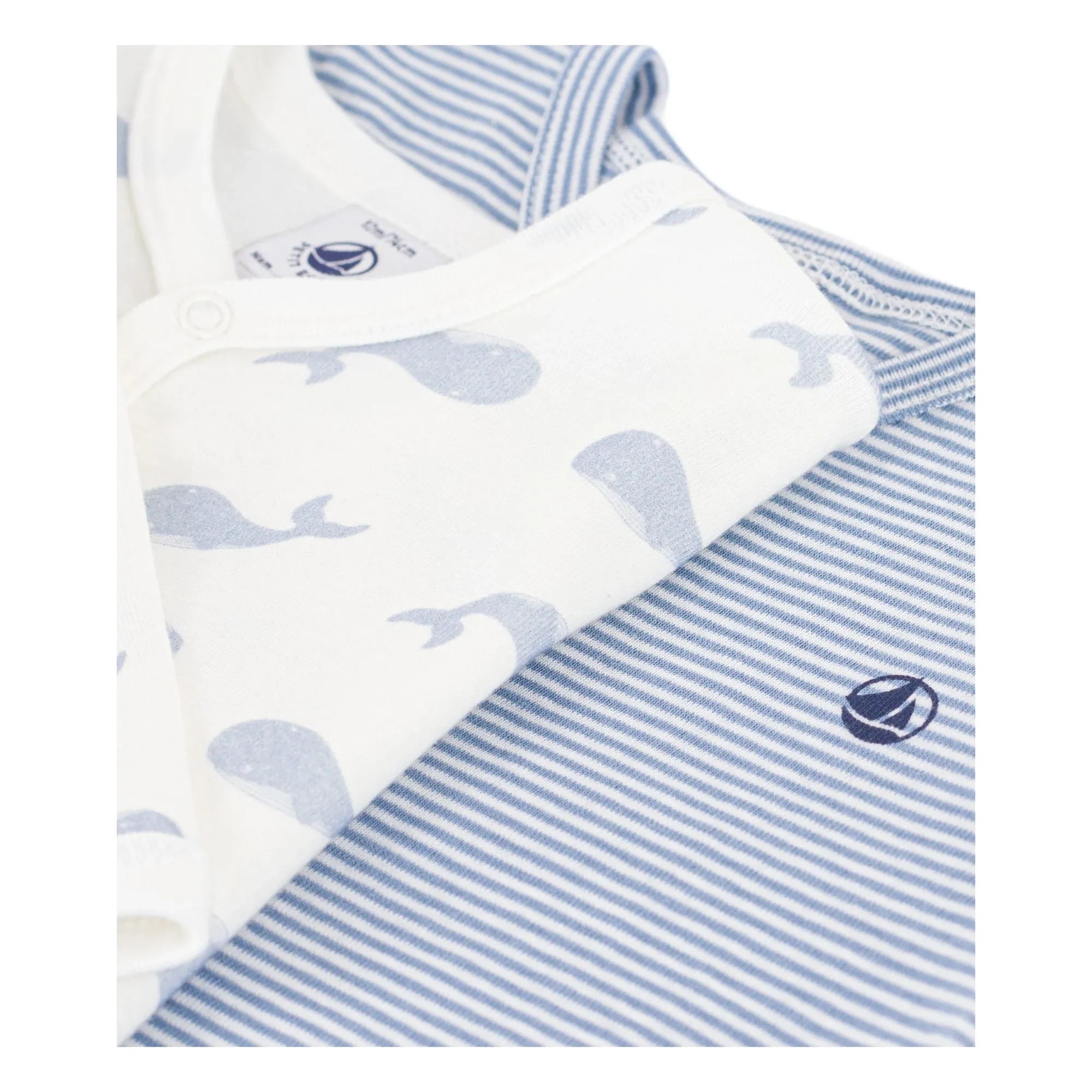 Petit Bateau - 2’li Dors Bien Baleines Organik Pamuklu Pijama Takımı | Mavi