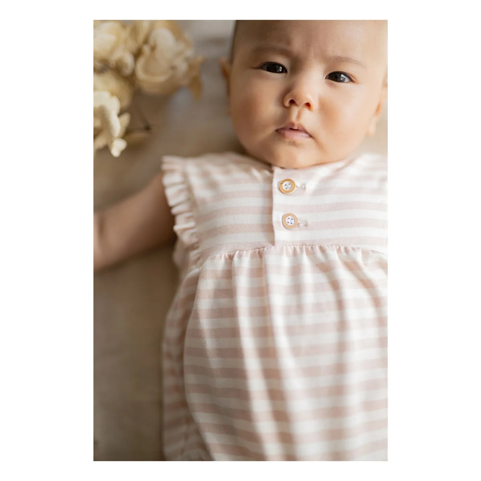 1+ in the family - Cinnia Gestreifter Strampler | Beige Rosa