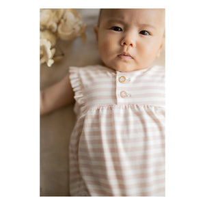1+ in the family - Cinnia Gestreifter Strampler | Beige Rosa