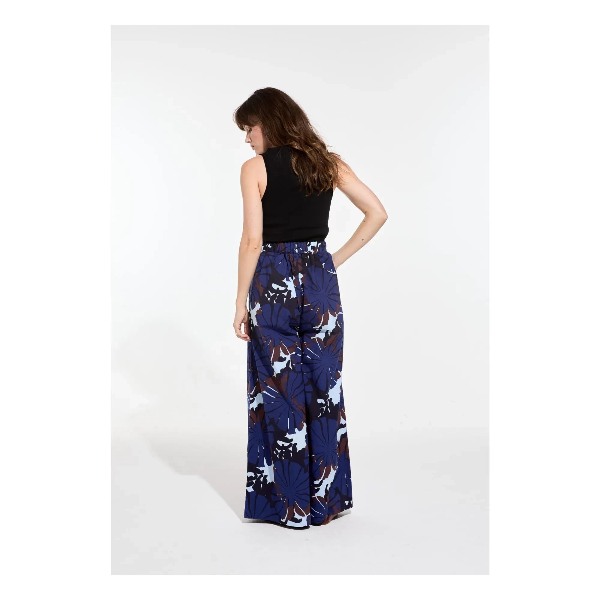 Mapoésie – Penelope Poppy Popeline Hose aus Baumwolle | Blau