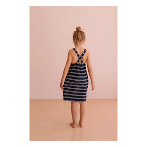 We Are Kids - Simonetta Gestreiftes Handtuchkleid aus Bio-Baumwolle | Marineblau