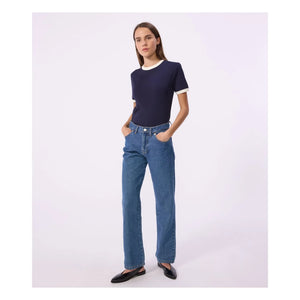 Petit Bateau - Ikonisches Rippstrick-T-Shirt | Marineblau