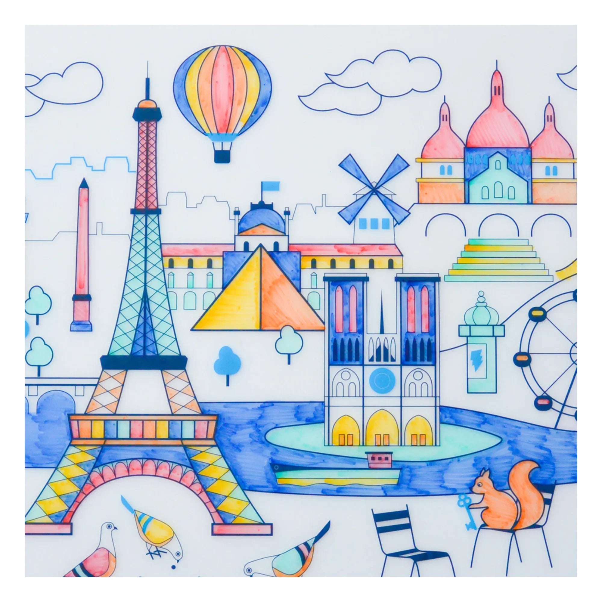 Superpetit - Paris Malunterlagen mit Armband und 5 Filzstiften