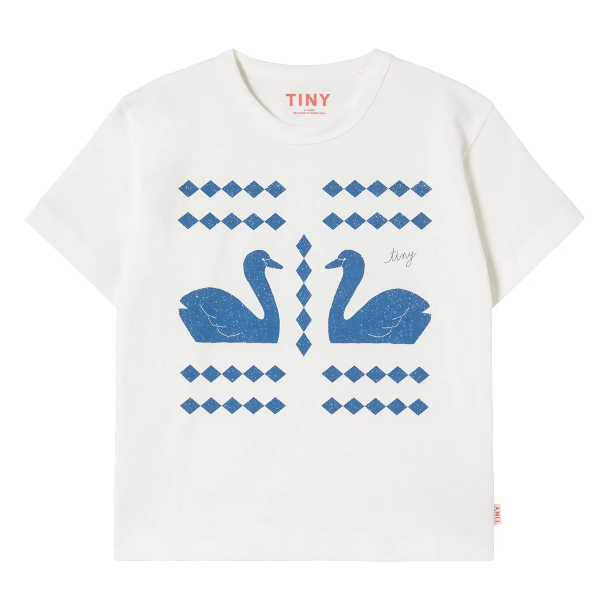Tinycottons - T-Shirt Swans Losanges Bio-Baumwolle | Weiß