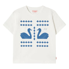 Tinycottons - T-Shirt Swans Losanges Bio-Baumwolle | Weiß