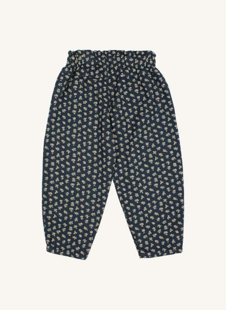 Búho - Blumenmuster Mädchenhose | Dunkelblau
