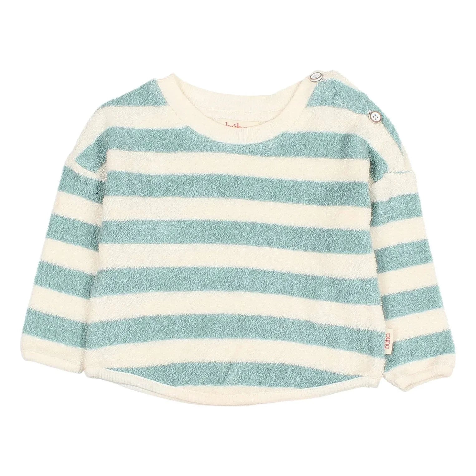 Búho - Gestreiftes Baby-Sweatshirt aus Bio-Baumwolle | Aquamarin