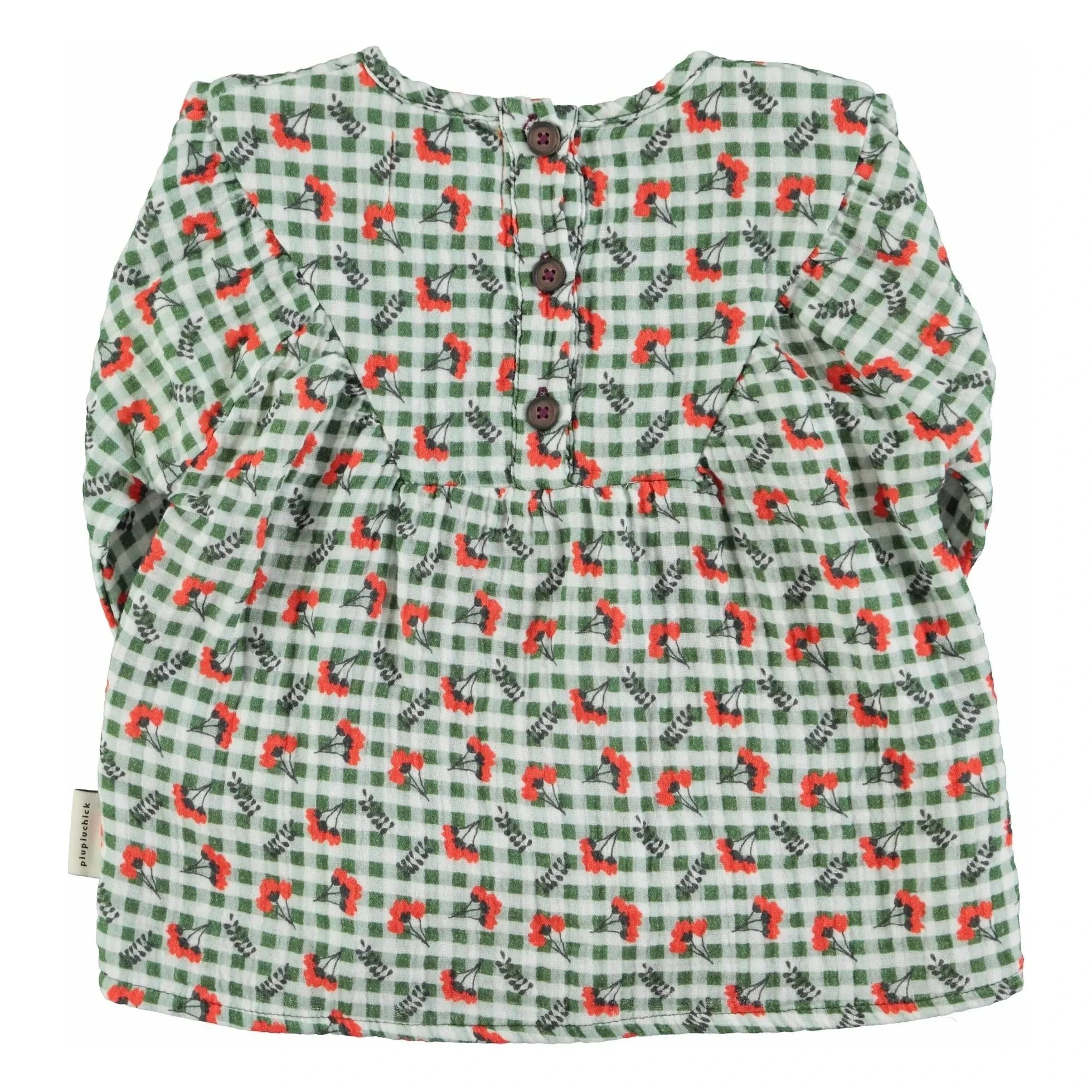 Piupiuchick - Karo-Bluse mit Blumen | Grün