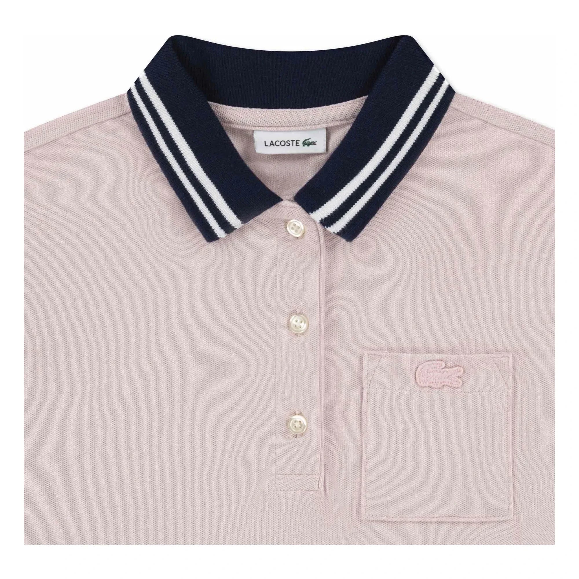 Lacoste - Organik Pamuklu Piliseli Polo Elbise | Soluk Pembe