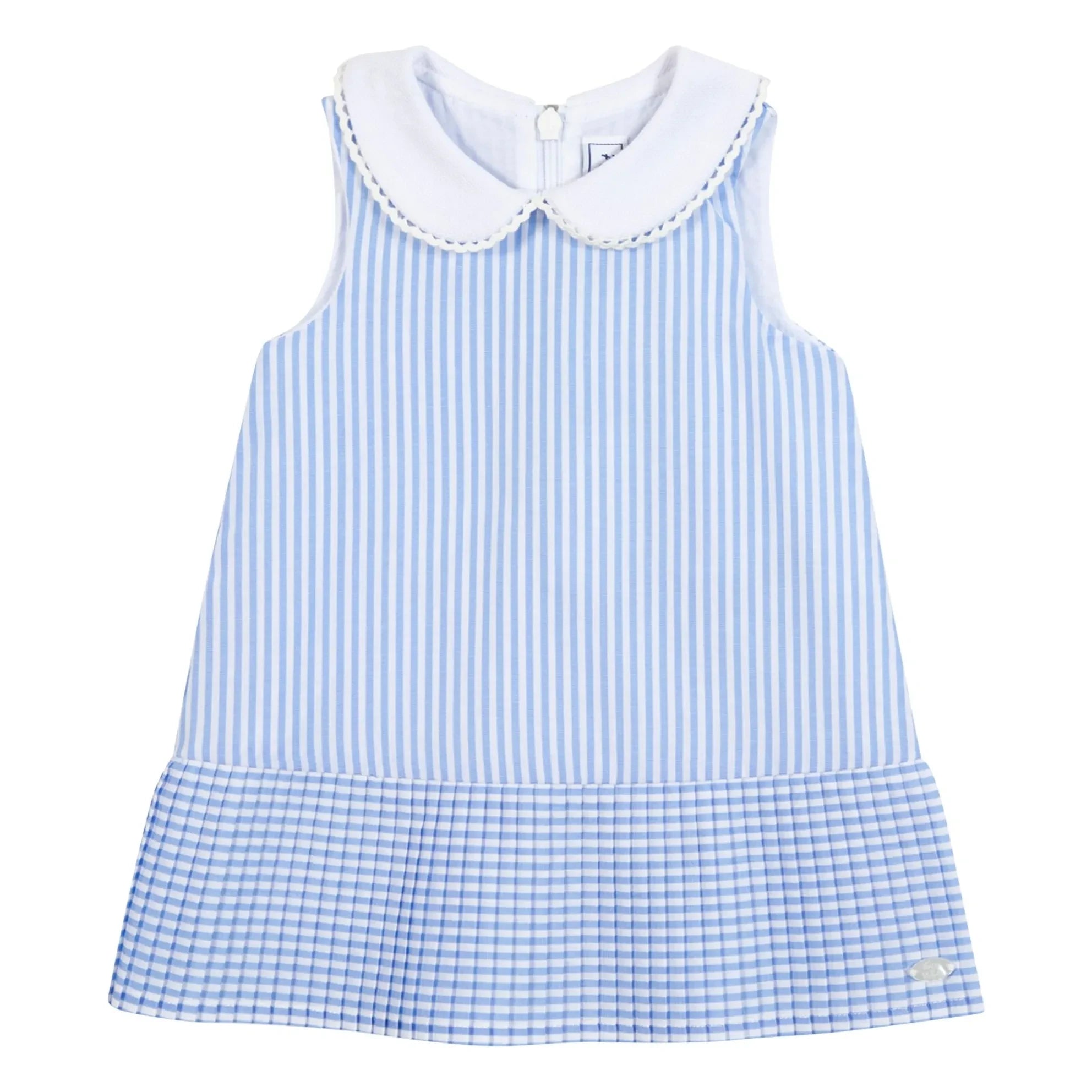 Tartine et Chocolat - Ärmelloses Kleid mit Streifen und Claudine-Kragen | Blau