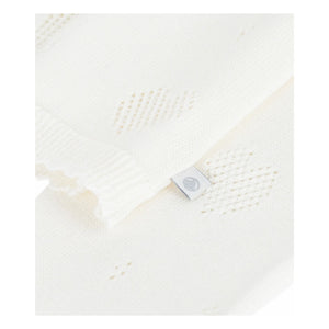 Petit Bateau - Herzstrickjacke aus Bio-Baumwolle mit Ajourmuster | Weiß