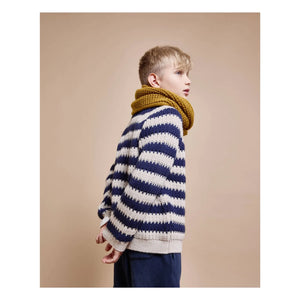 Búho - Gestreifter Alpaka-Wollpullover | Marineblau