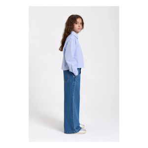 Smallable Kid - Clara Gestreiftes Kurzarmhemd | Hellblau