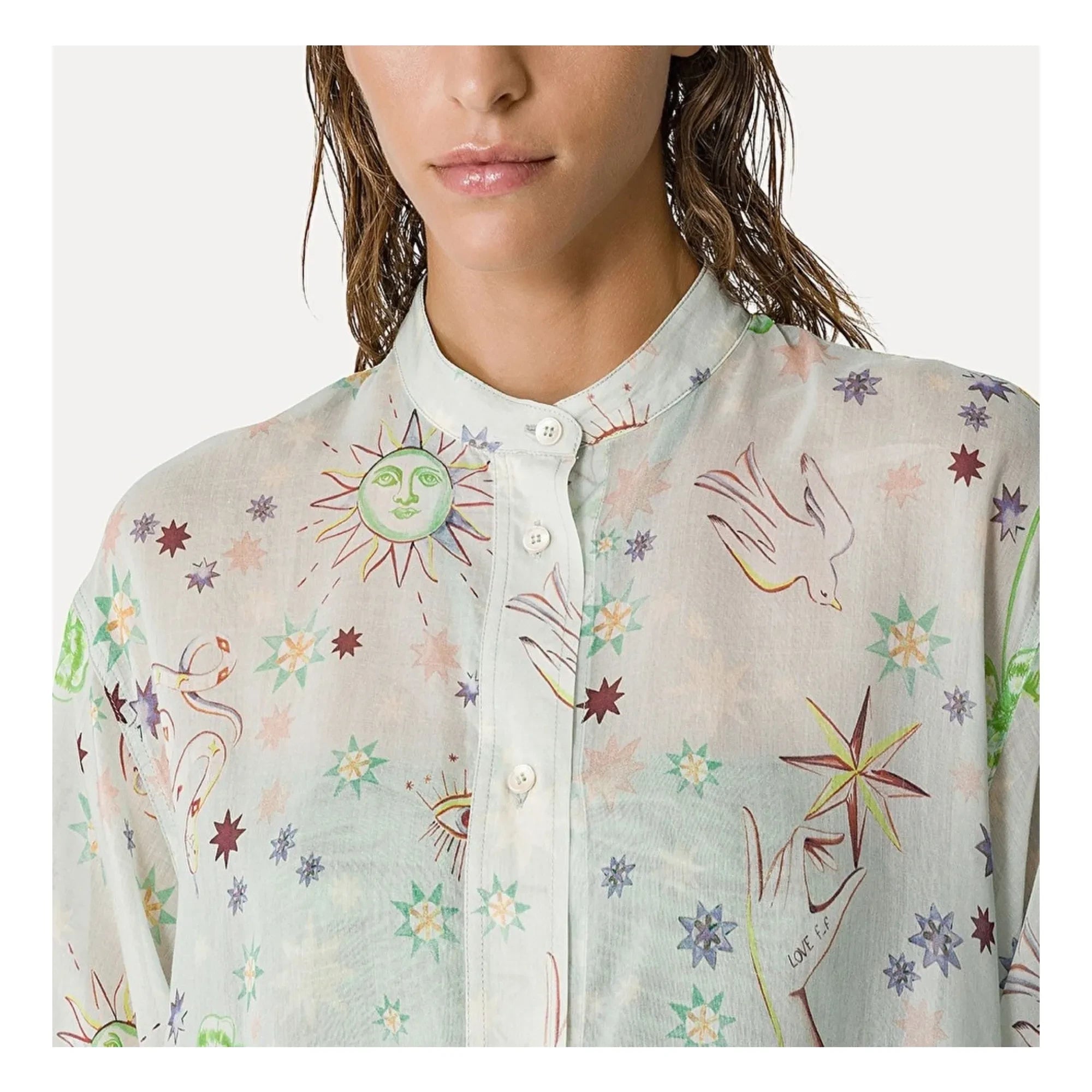 Forte Forte - Love Alchemy" Oversize-Hemd aus Baumwolle und Seiden-Voile | Hellblau