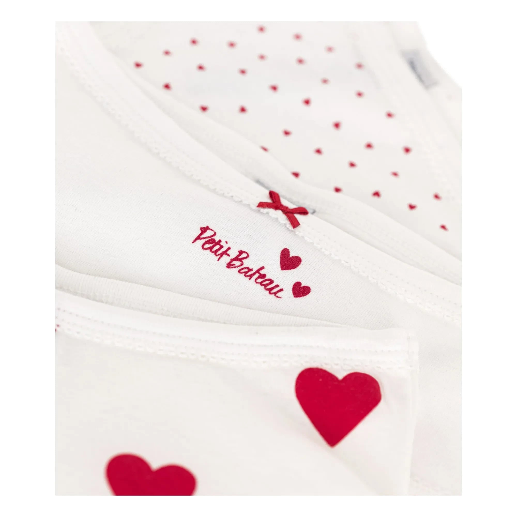 Petit Bateau - 3er-Pack Herzen Hoher Bund Slip | Weiß