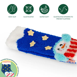 Legami - Kinder Weihnachts-Slipper-Socken Schneemänner - Perfekte Passform!
