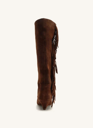 Farm Rio - Boho-Quasten Keilabsatz Wildlederstiefel | Braun