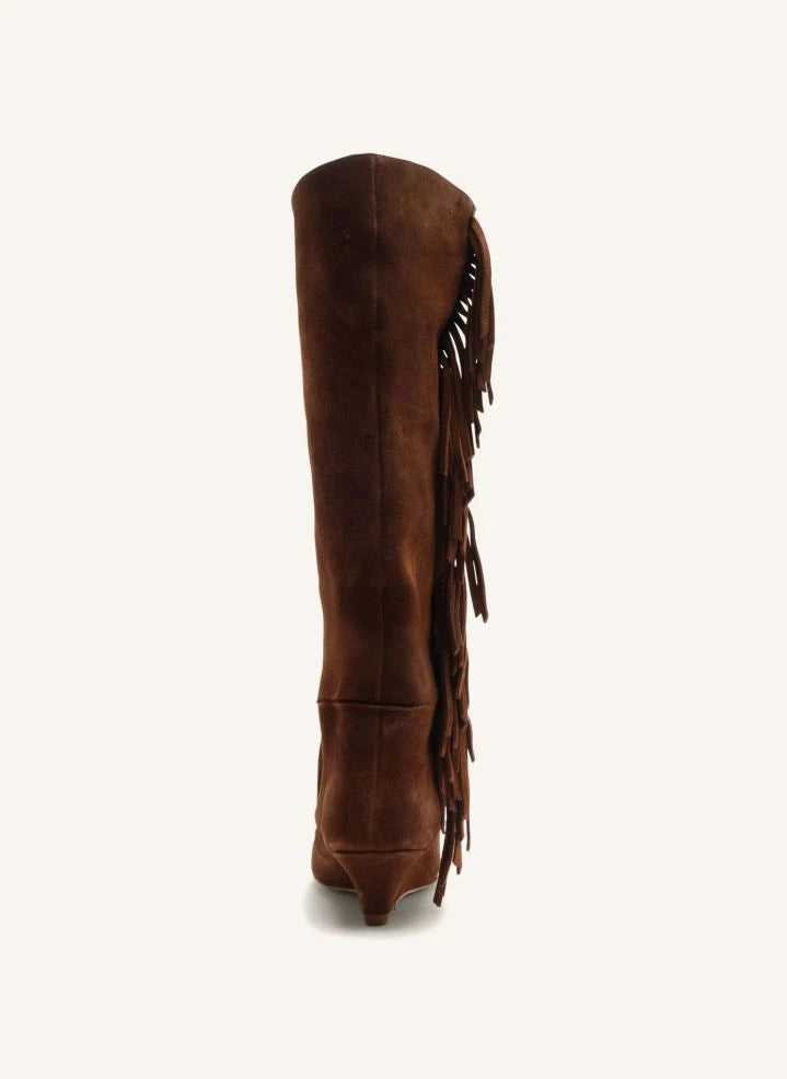 Farm Rio - Boho-Quasten Keilabsatz Wildlederstiefel | Braun