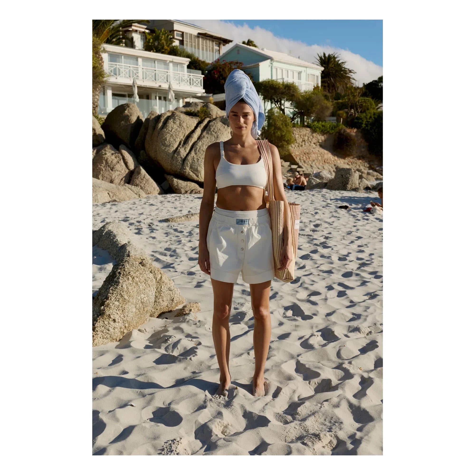Studio Noos - Streifen-Strandtasche | Blasses Gelb