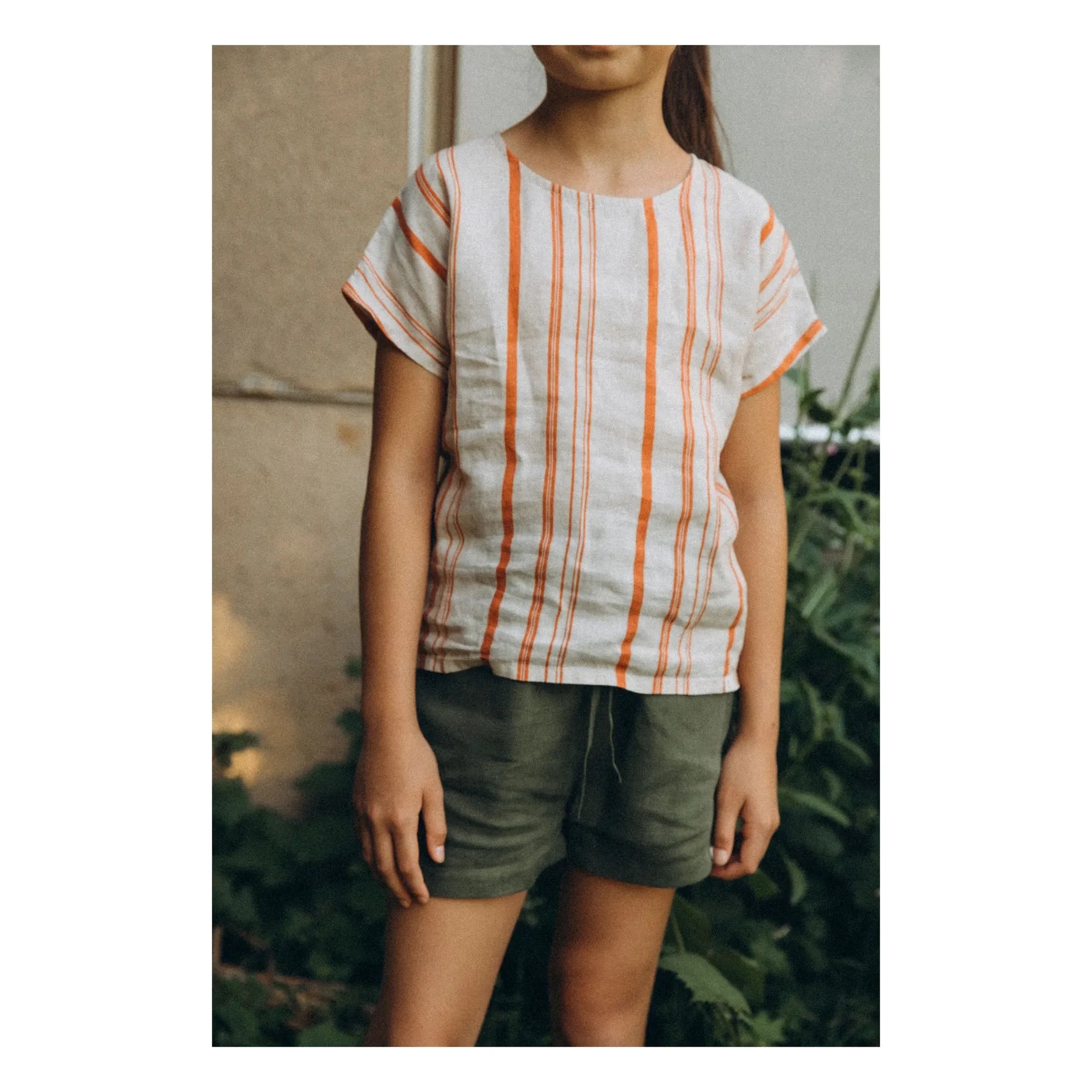 Matona - Easy Gestreiftes Leinen-T-Shirt | Gebrochenes Weiß