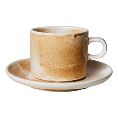 HKliving - Chef Ceramics Tasse und Untertasse aus Porzellan | Creme