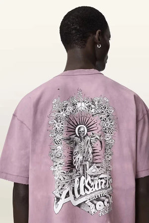 AllSaints erkek pamuklu elastanlı pull-over tişört AVALON