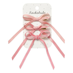 Rockahula Kids - 3er-Set Satin-Schleifen-Haarspangen | Rosa