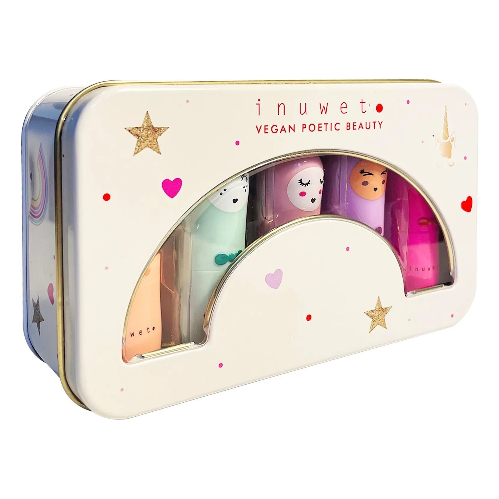 Inuwet - Metall-Regenbogen-Deluxe-Lippenbalsam - 5er-Set